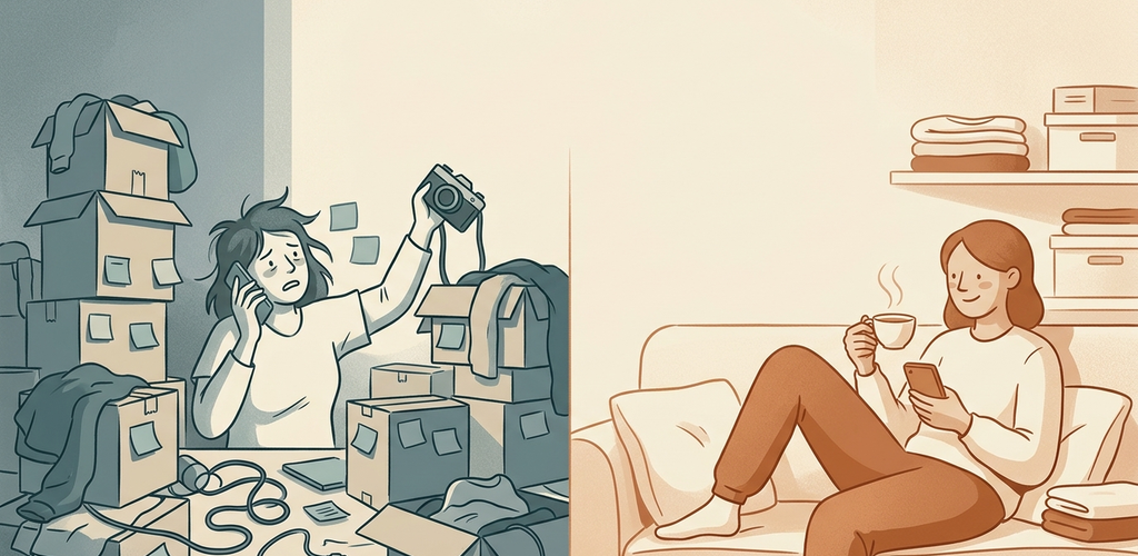 Vorher-Nachher: Chaos beim Listen vs. Ruhe mit Fillery